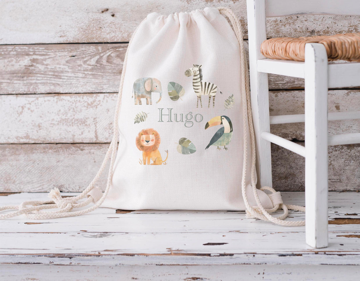 Personalised safari animal farm digger dinosaour drawstring bag PE bag school bag nursery bag