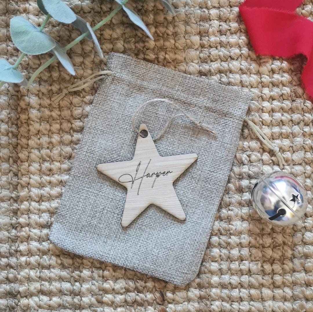wooden christmas personalised star decoration named gift tag christmas eve box personalised santa sack first christmas gift