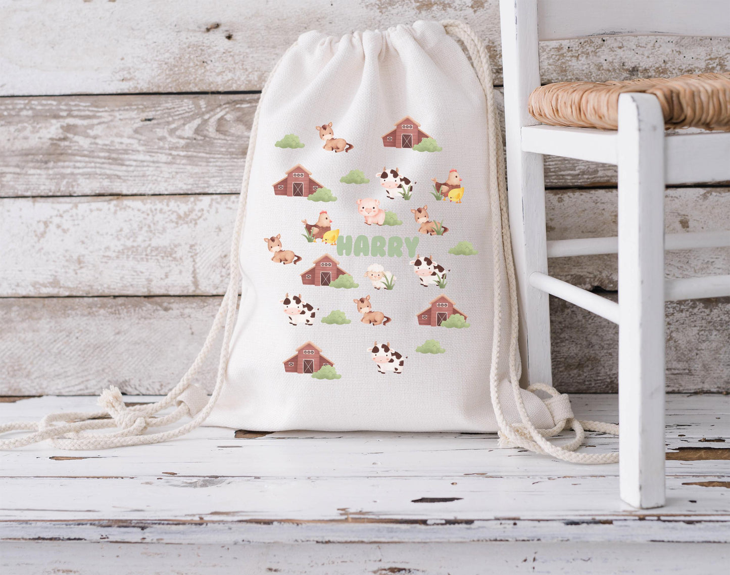 Personalised safari animal farm digger dinosaour drawstring bag PE bag school bag nursery bag