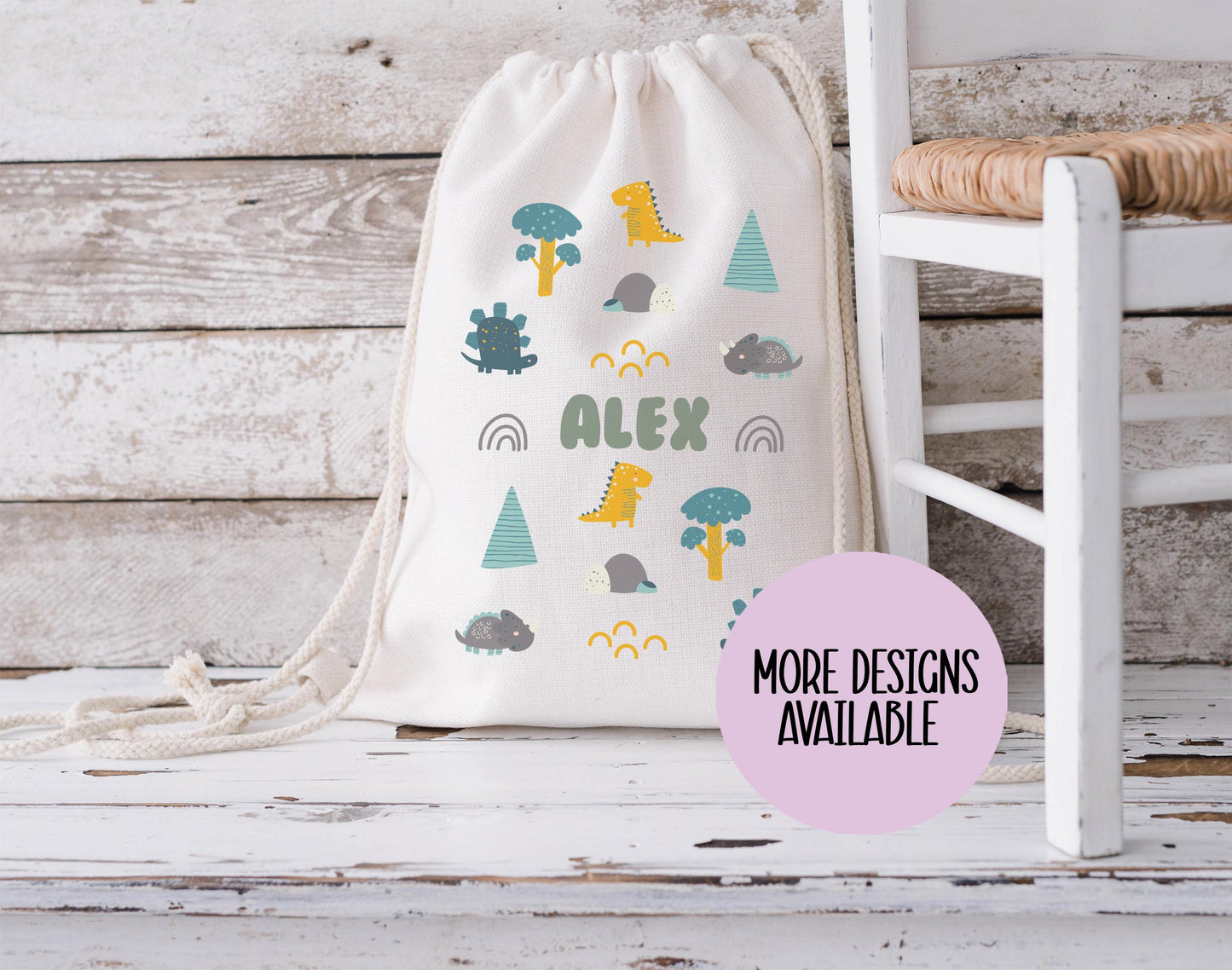 Personalised safari animal farm digger dinosaour drawstring bag PE bag school bag nursery bag