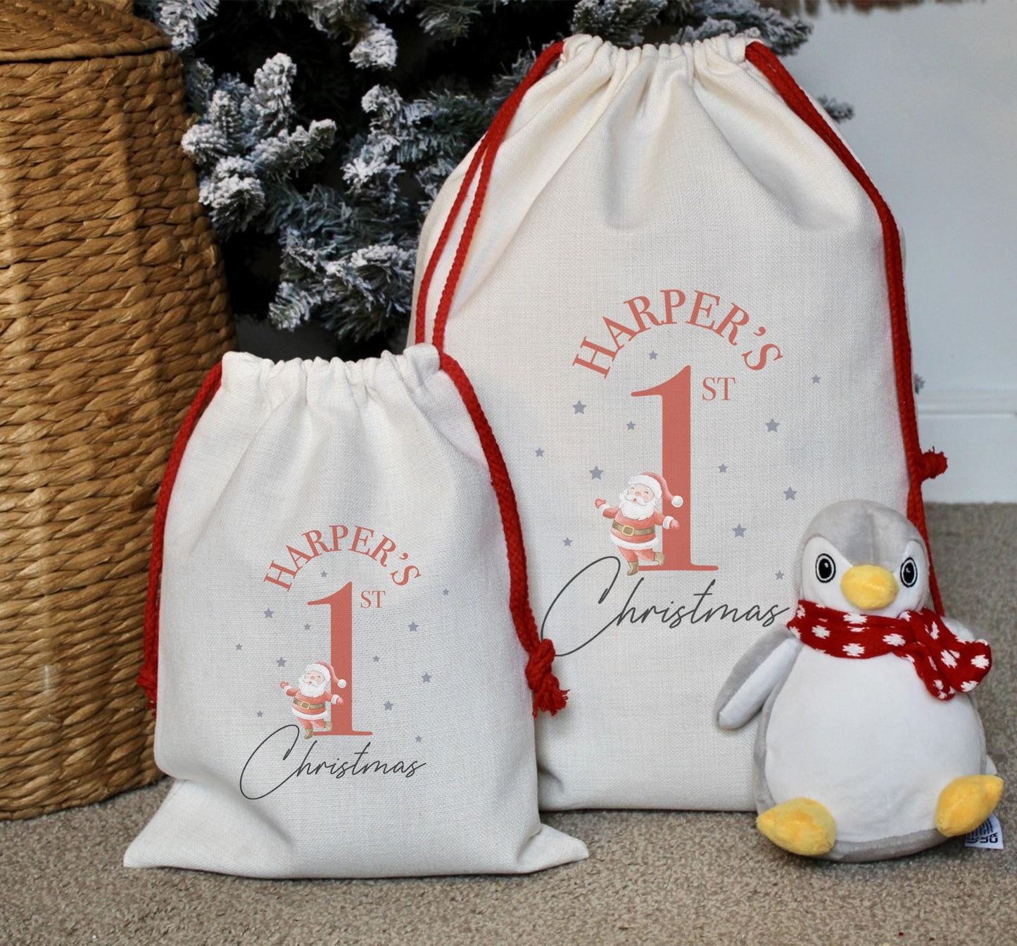 Personalised first christmas santa present sack stocking xmas gift christmas eve box personalised santa sack first christmas gift