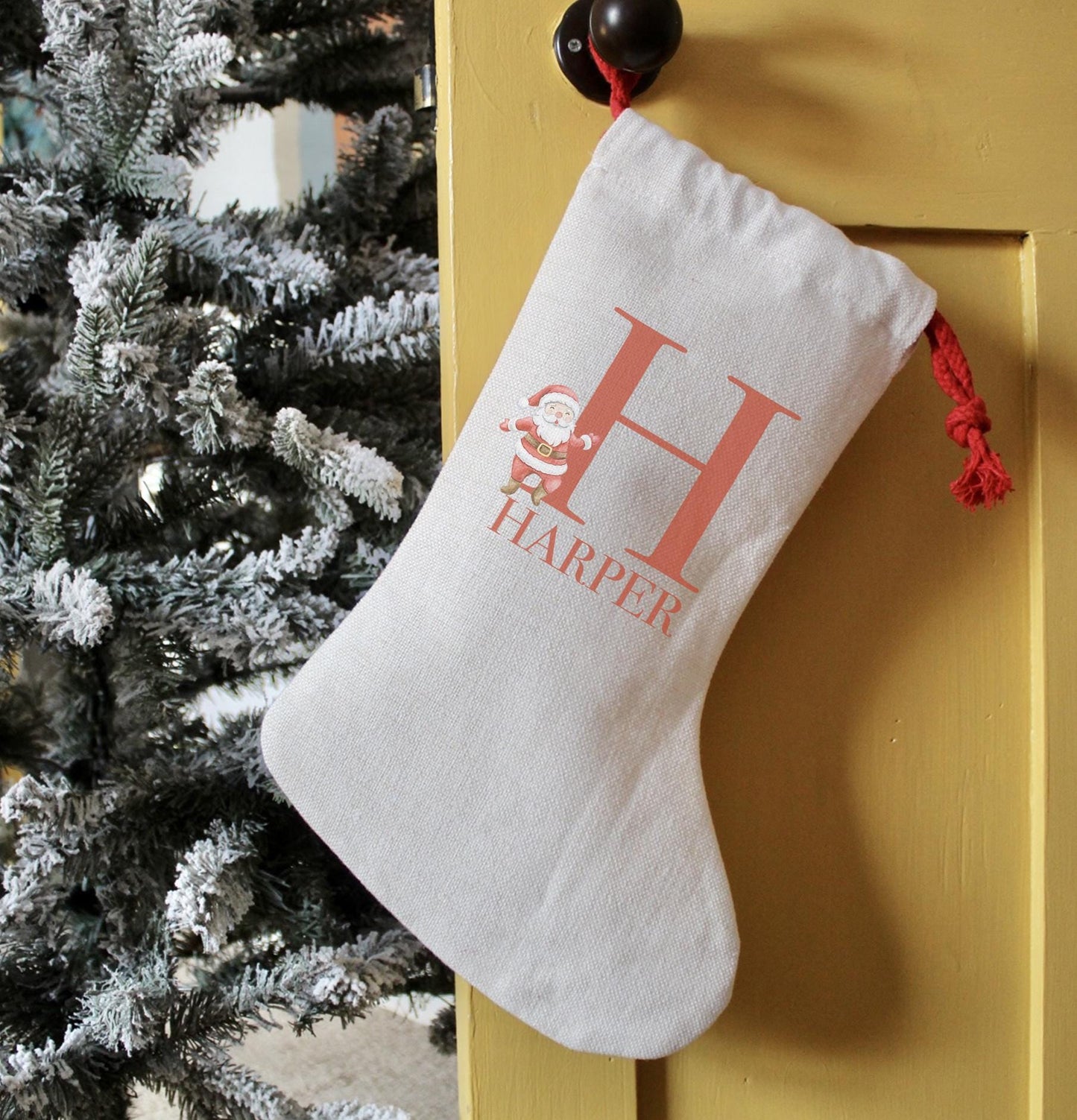 Personalised christmas santa initial name stocking, christmas eve box, personalised santa sack, first christmas gift, xmas stocking,