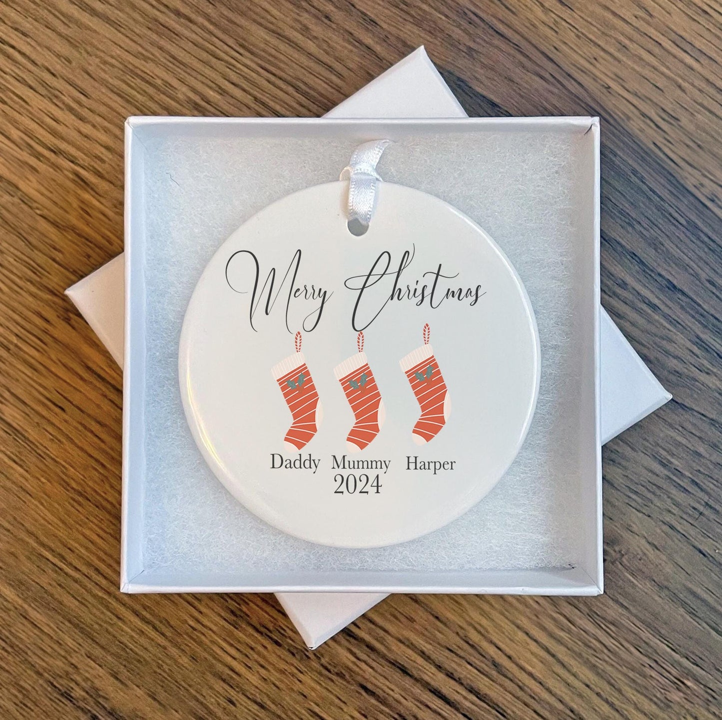 Personalised family stocking Christmas tree decoration christmas eve box personalised santa sack first christmas gift