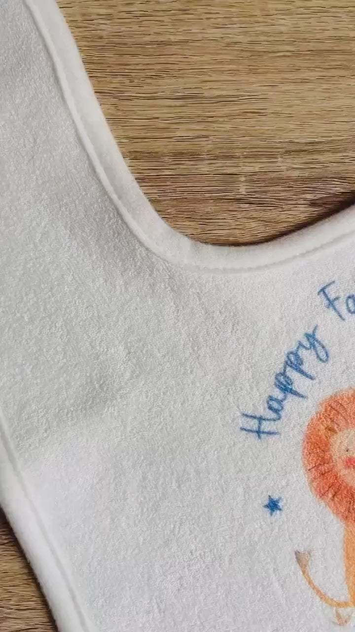 personalised happy fathers day lion cub bib, Happy fathers day bib, First fathers day bib, Our first fathers day bib