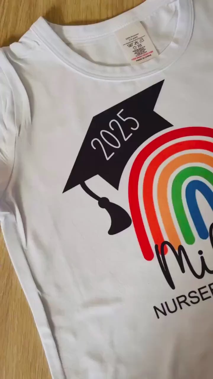 Personalised kids preschool graduation t-shirt, Personalised toddler nursery graduation t-shirt, Personalised graduate preschool top