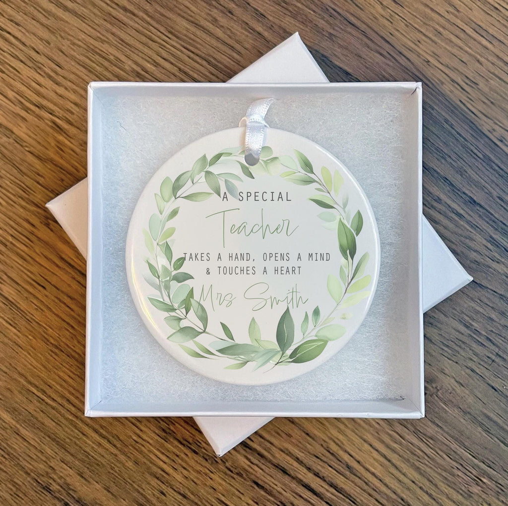 Personalised teacher appreciation ceramic ornament, Teaching assistant ceramic ornament, Personalised teacher gift