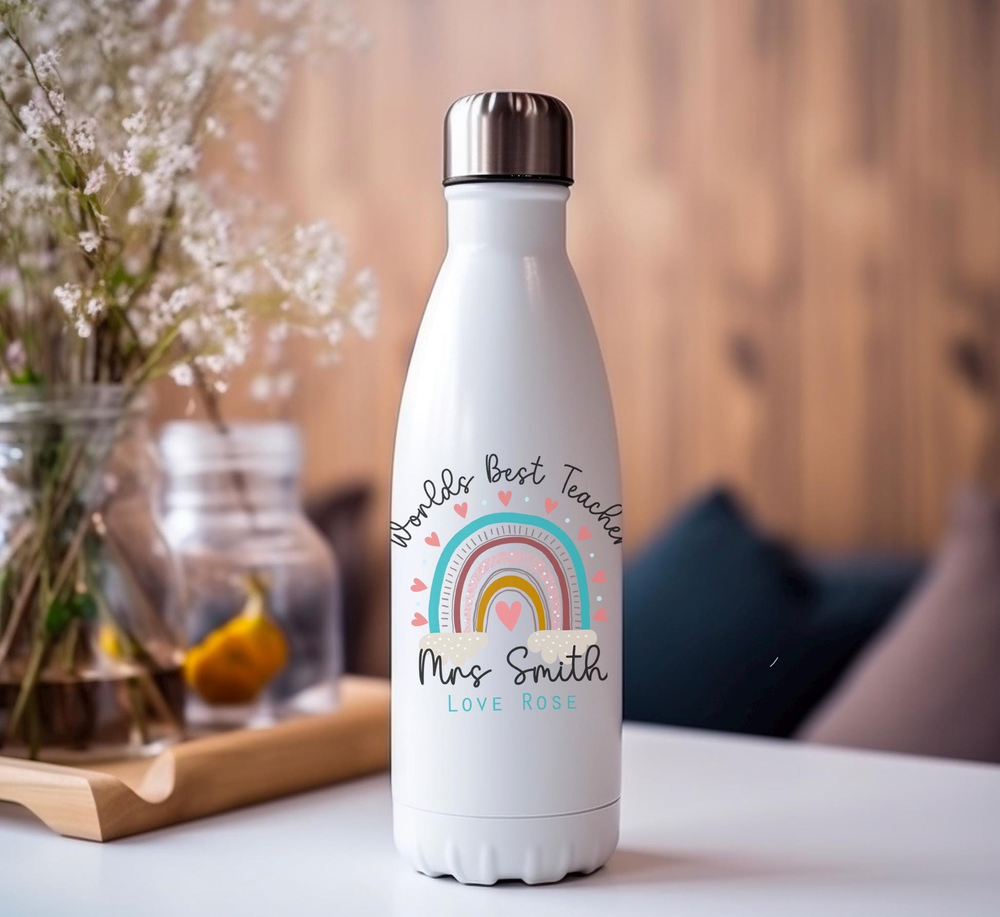 Personalised workds best teacher water bottle, Teacher water bottle, Back to school water bottle, Teacher appreciation water bottle