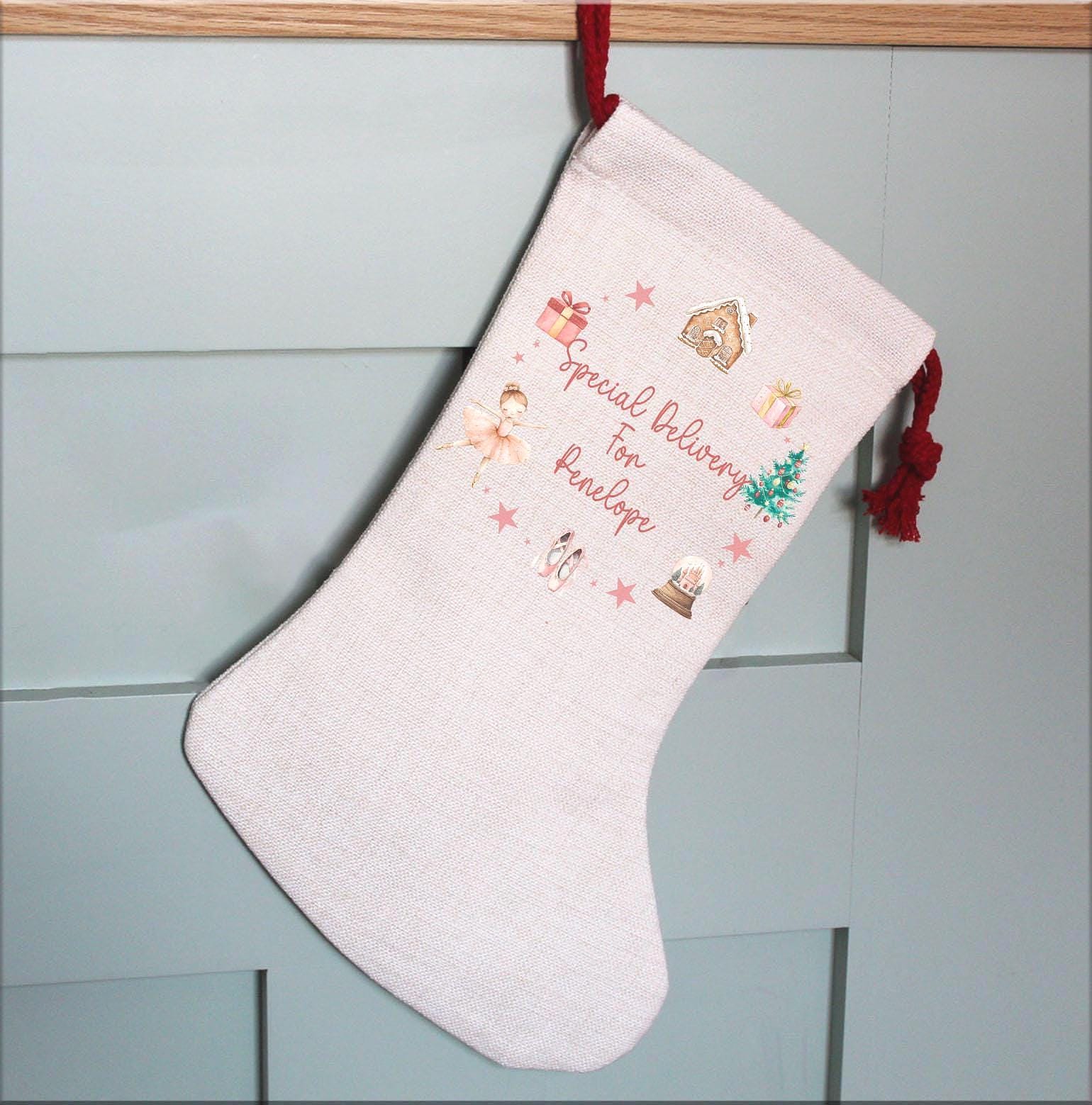 Personalised christmas ballerina stocking, Christmas eve box , Personalised ballerina sack , Ballerina sack , Ballerina decor