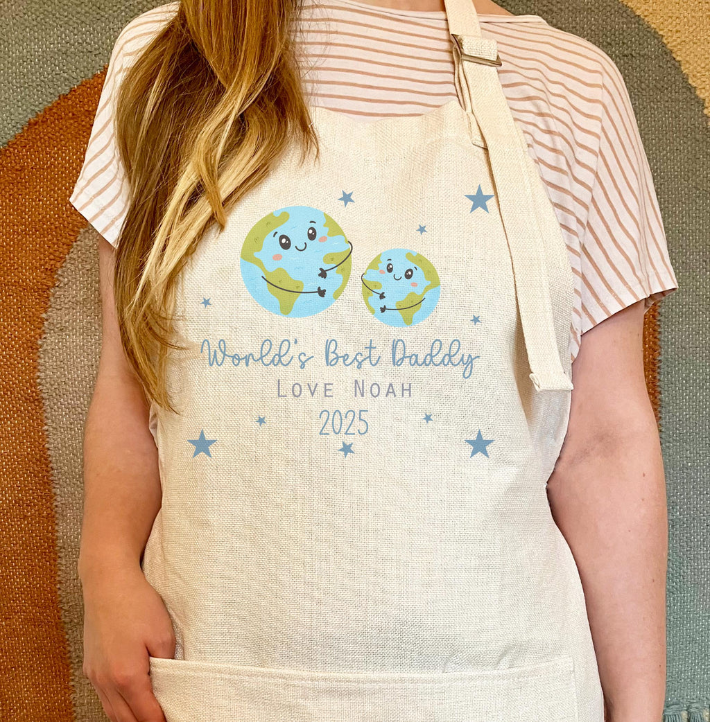 Personalised worlds best daddy apron, First fathers day apron, Fathers day baking apron, Grandad baking apron, Fathers day gift apron