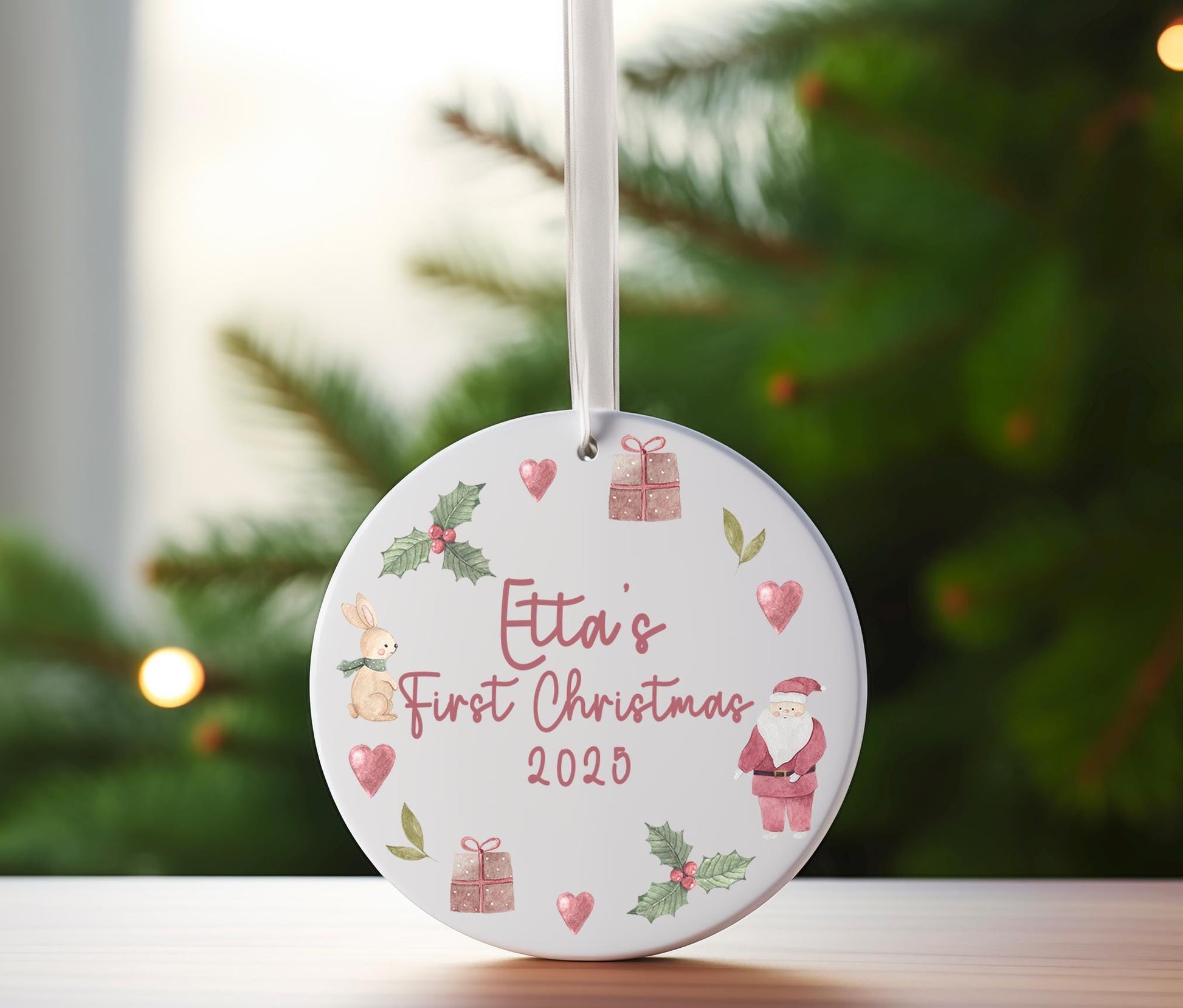 Personalised babies first christmas santa ceramic christmas tree bauble christmas eve box personalised santa sack first christmas gift