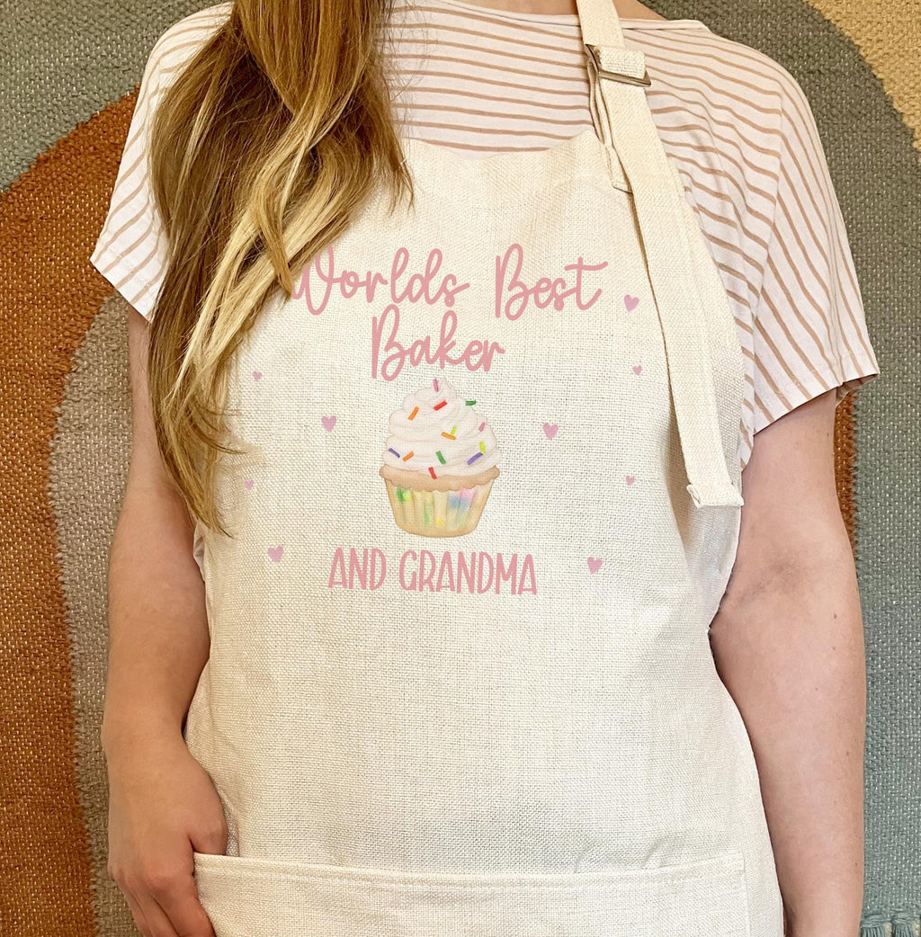 Personalised worlds best baker and nanny apron gift grandkids grandmother custom present pinny