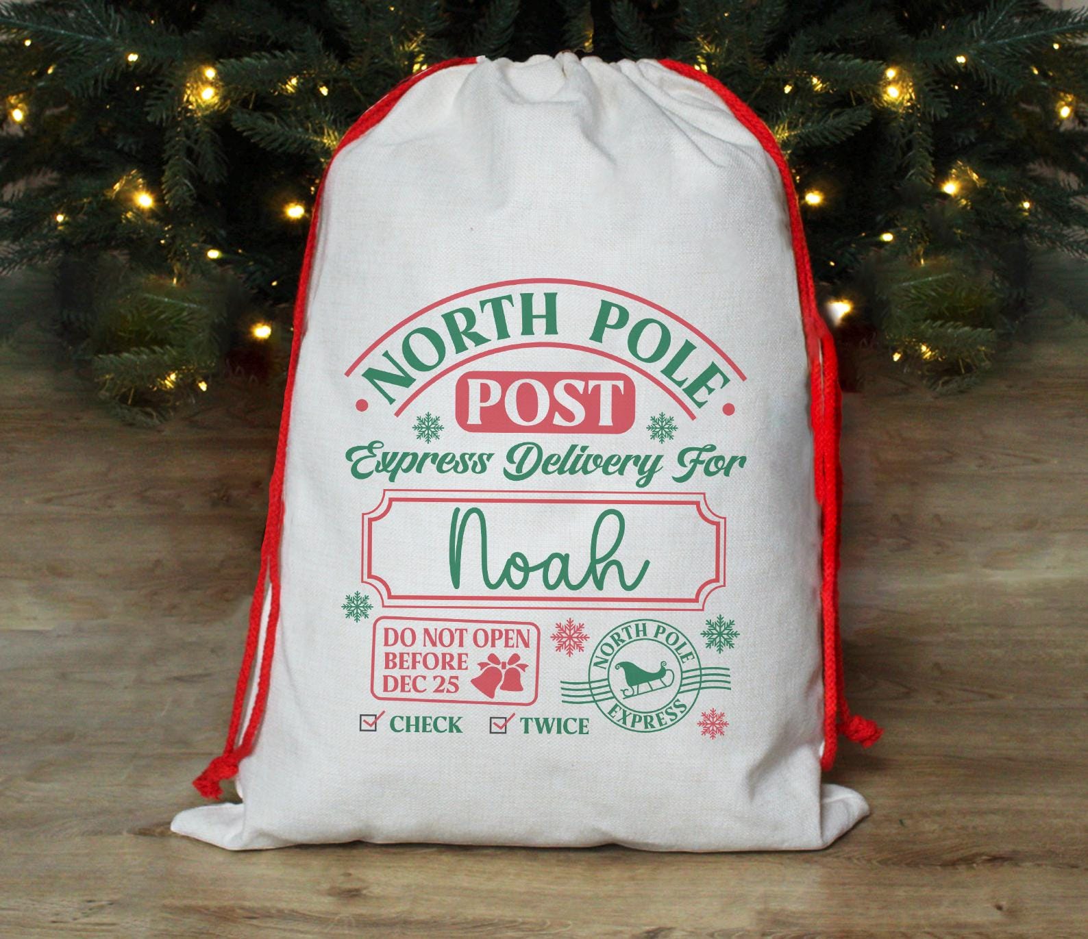 Personalised christmas santa  sack stocking christmas eve box personalised santa sack first christmas giftpersonalised christmas stocking