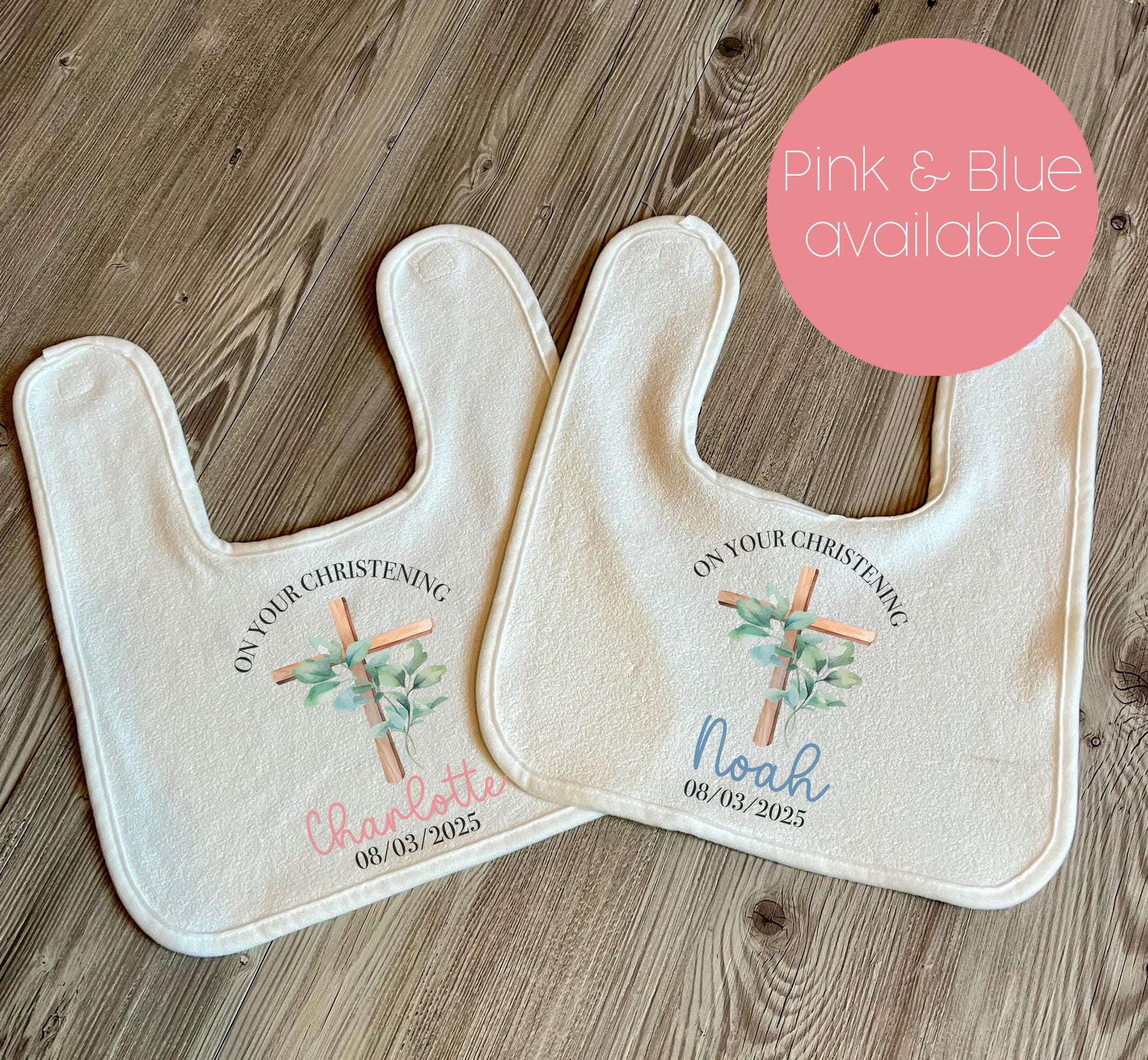 personalised baby christening bib, baptism feeding bib, baby bib