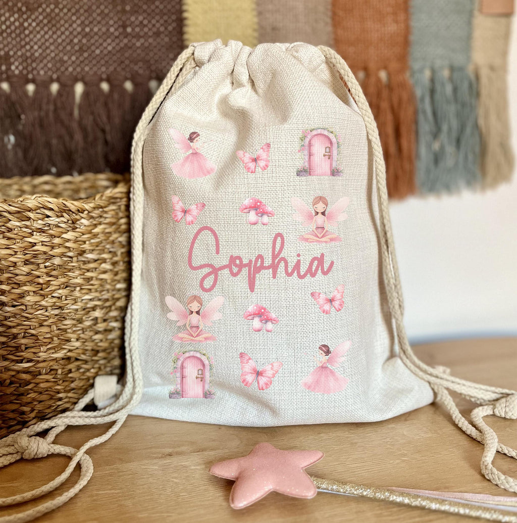 Personalised princess kids drawstring bag, Personalised unicorn drawstring bag, Personalised fairy drawstring bag, Drawstring PE bag