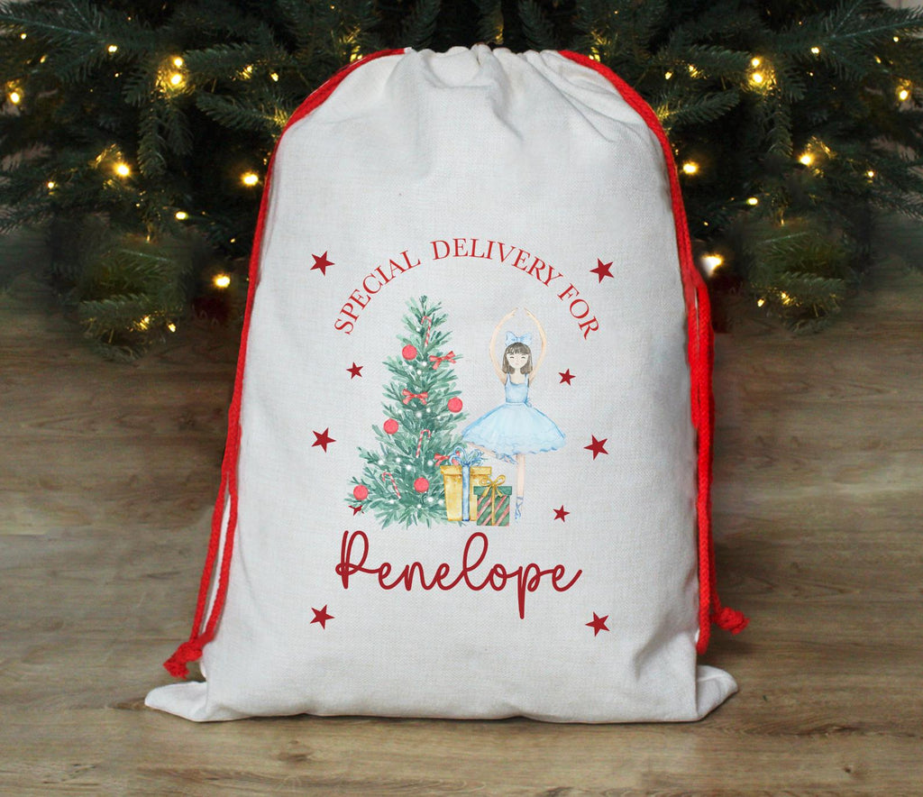 Personalised special deliver ballerina gift sack christmas eve box personalised santa sack first christmas gift