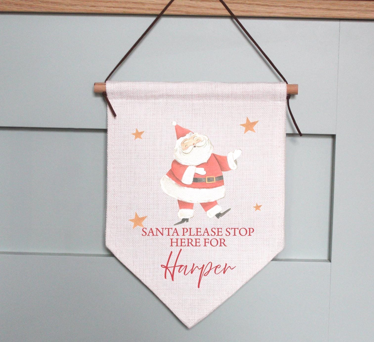 Personalised santa please stop here sign, christmas eve box, personalised santa sack, first christmas gift, stop here sign, christmas sign