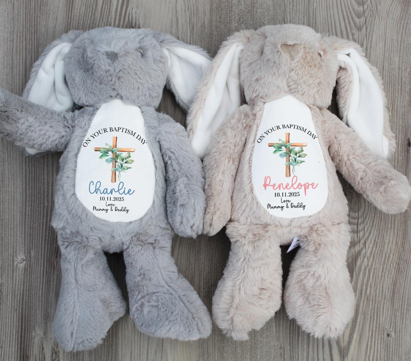 Personalised christening crucafix teddy gift, Personalised baptism crucafix ceramic ornament, Naking ceremony ceramic ornament