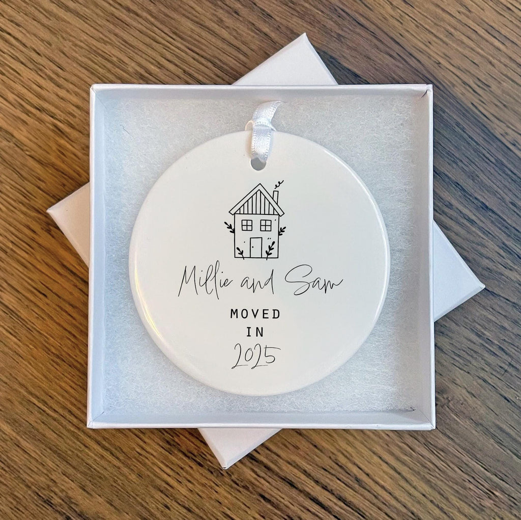 Personalised new home ceramic ornament, House warming ornament, House warming gift