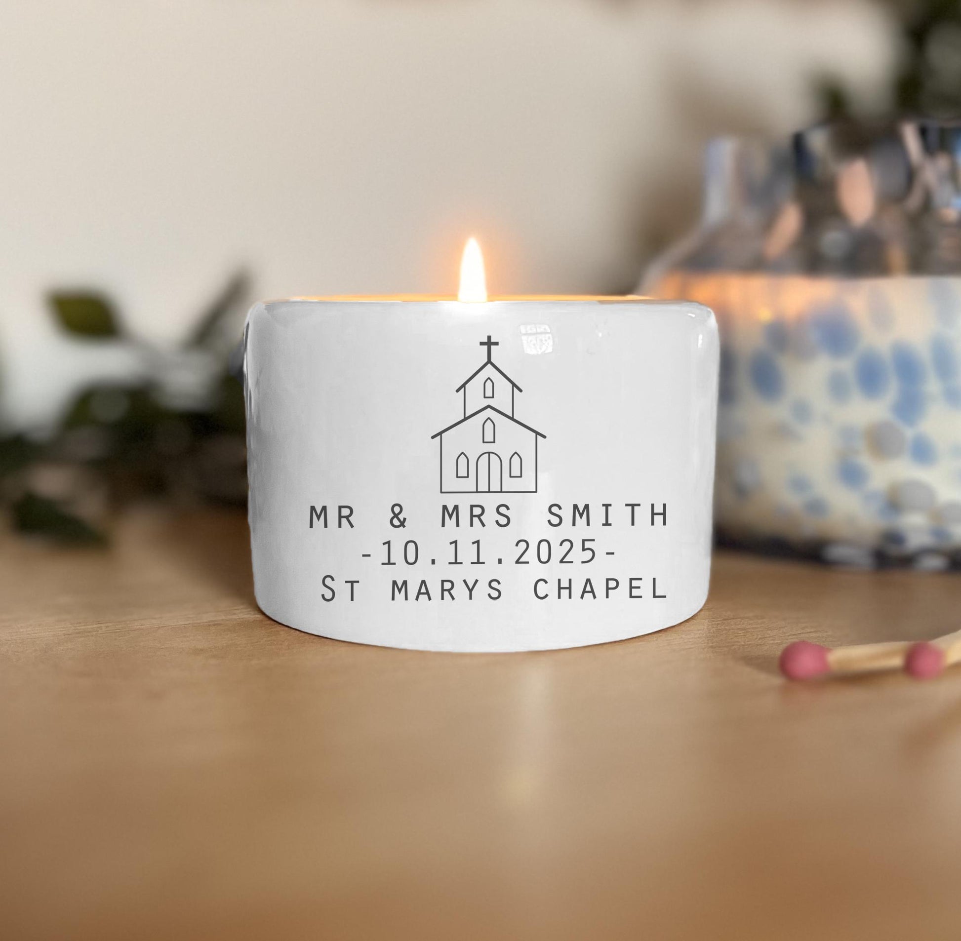 personalised wedding mr and mrs date marriage wedding favour tealight holder, Wedding couple tealight holder, Wedding couple gift