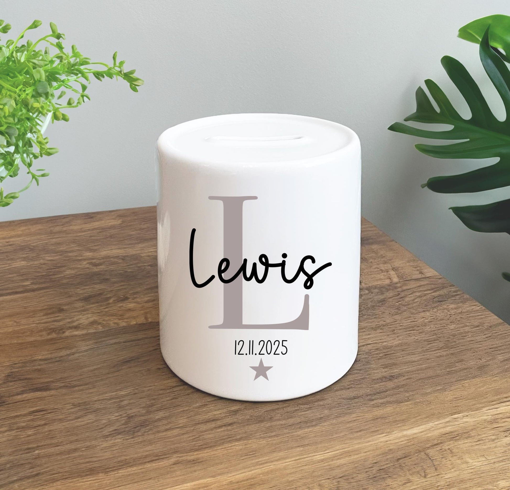 Personalised newborn baby keepsake gift money pot, Personalised newborn baby piggy bank gift, Personalised Newborn baby money box gift