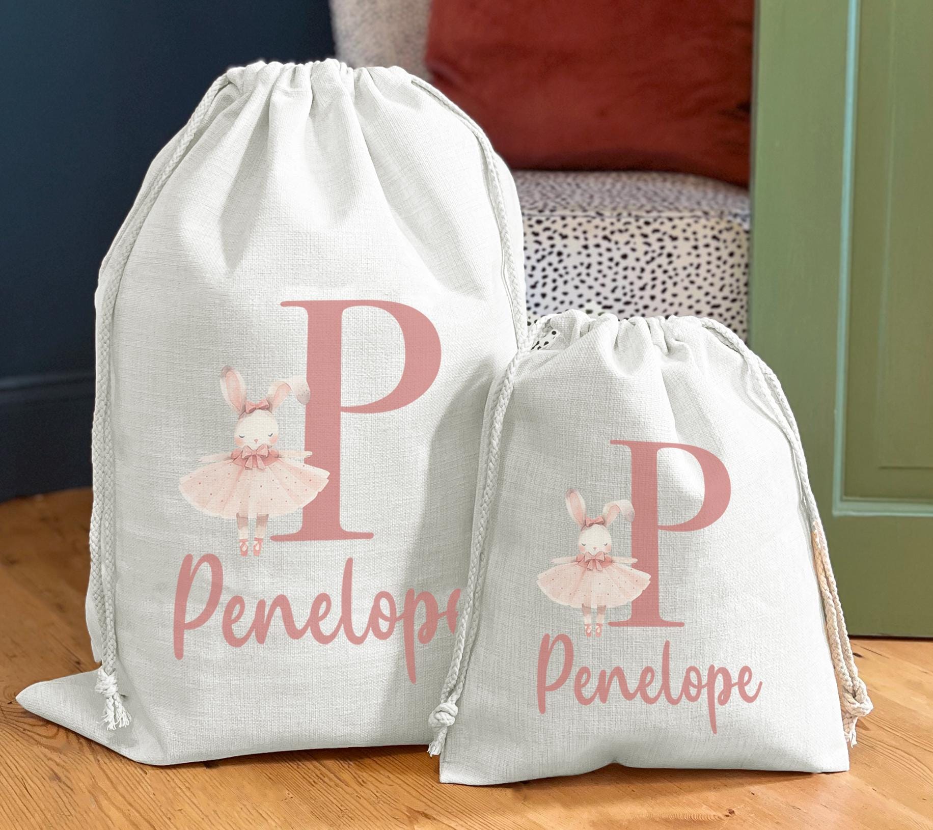 Personalised Childrens ballerina toy sack, personalised toy sack, personalised toy storage