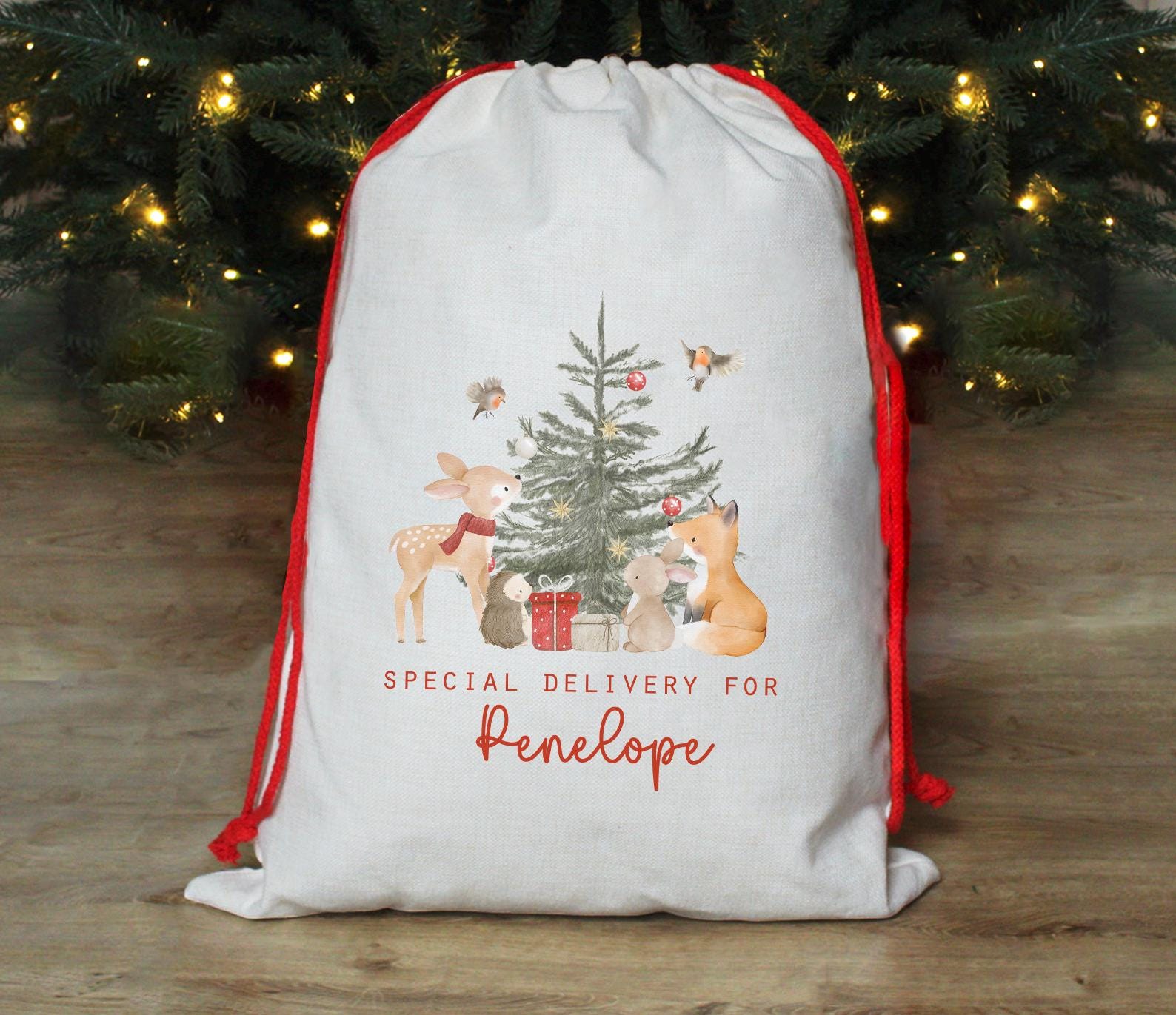 Personalised christmas reindeer christmas eve present sack stocking xmas gift christmas eve box personalised santa sack
