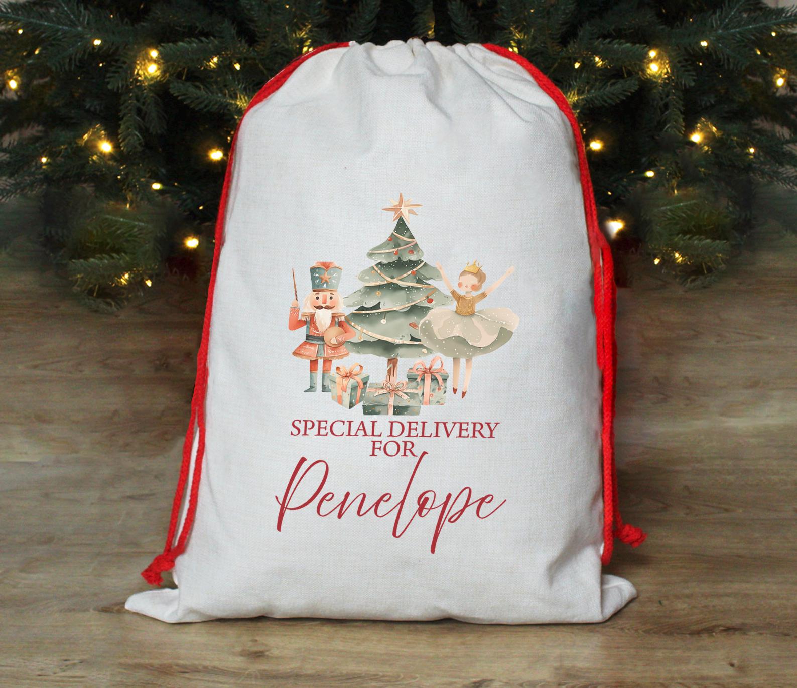Personalised christmas sack , Nutcracker christmas sack , Sugarplum fairy nutcracker ,  Matching christmas sack , Christmad stocking