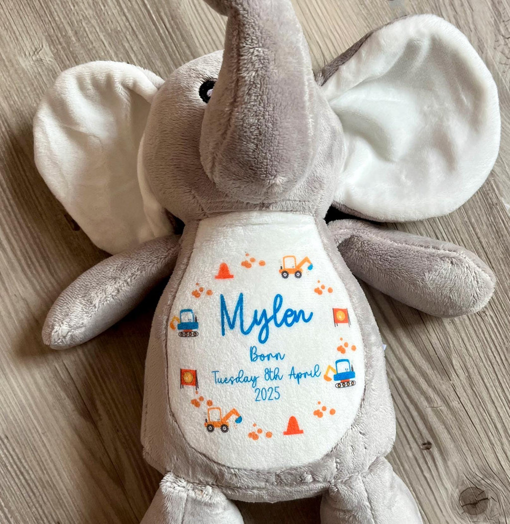 Personalised new born baby birth stat digger teddy, Personalised newborn baby gift teddy, Personalised newborn baby keepsake gift teddy