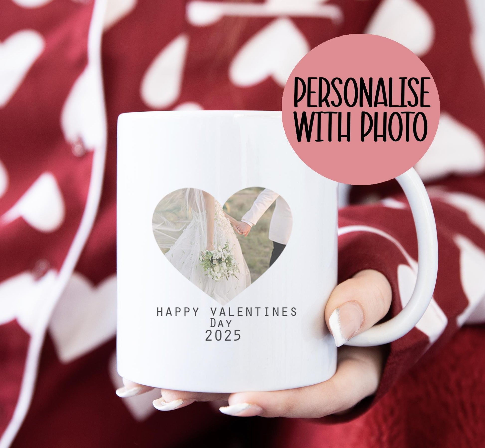 Personalise valentines day heart photo ceramic mug first valentines day valentines day gift him her valentines day