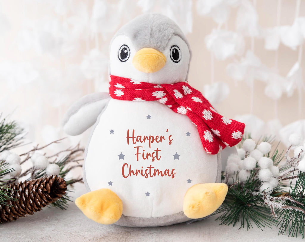 personalised babies first christmas name penguin teddy gift christmas eve box personalised santa sack first christmas gift