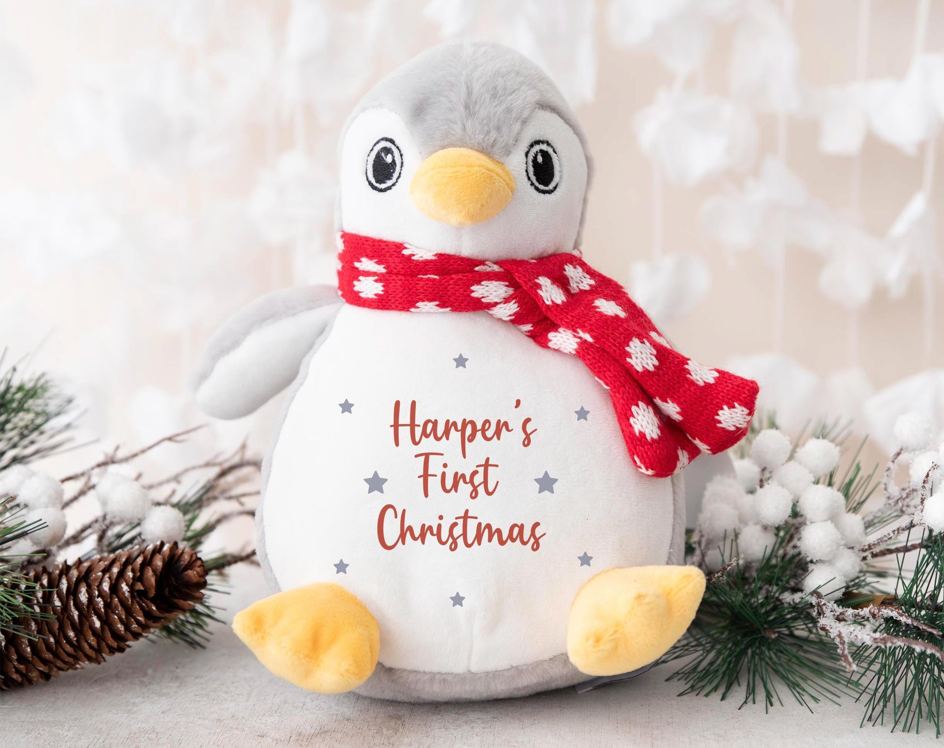 personalised babies first christmas name penguin teddy gift christmas eve box personalised santa sack first christmas gift