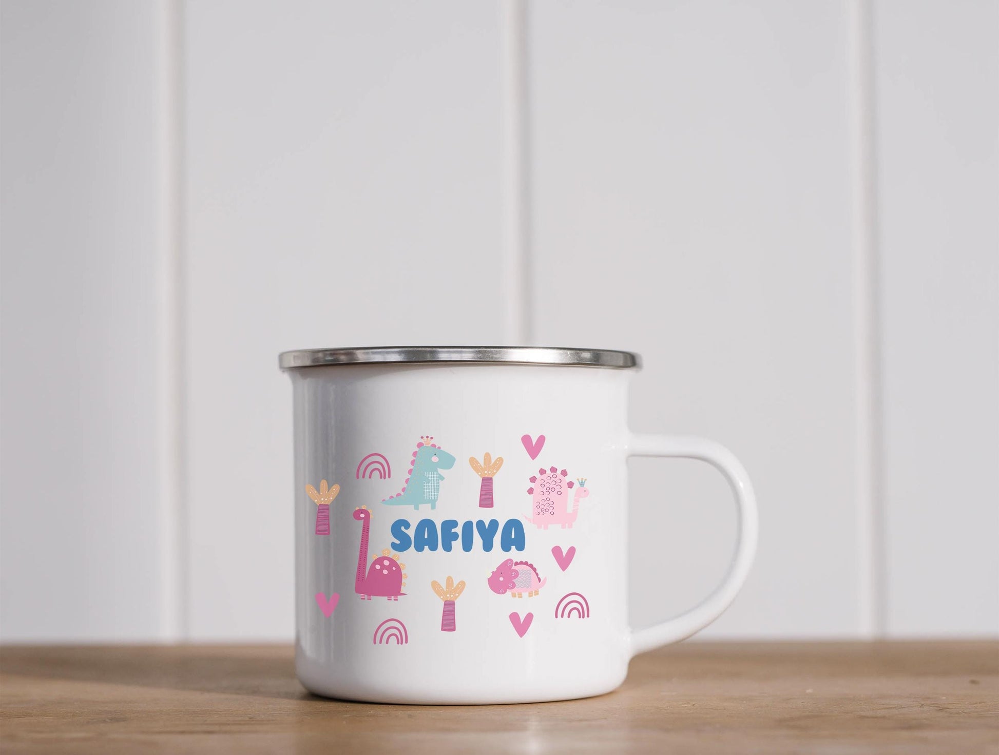 Safari animal personalised children’s enamel mug custom gift