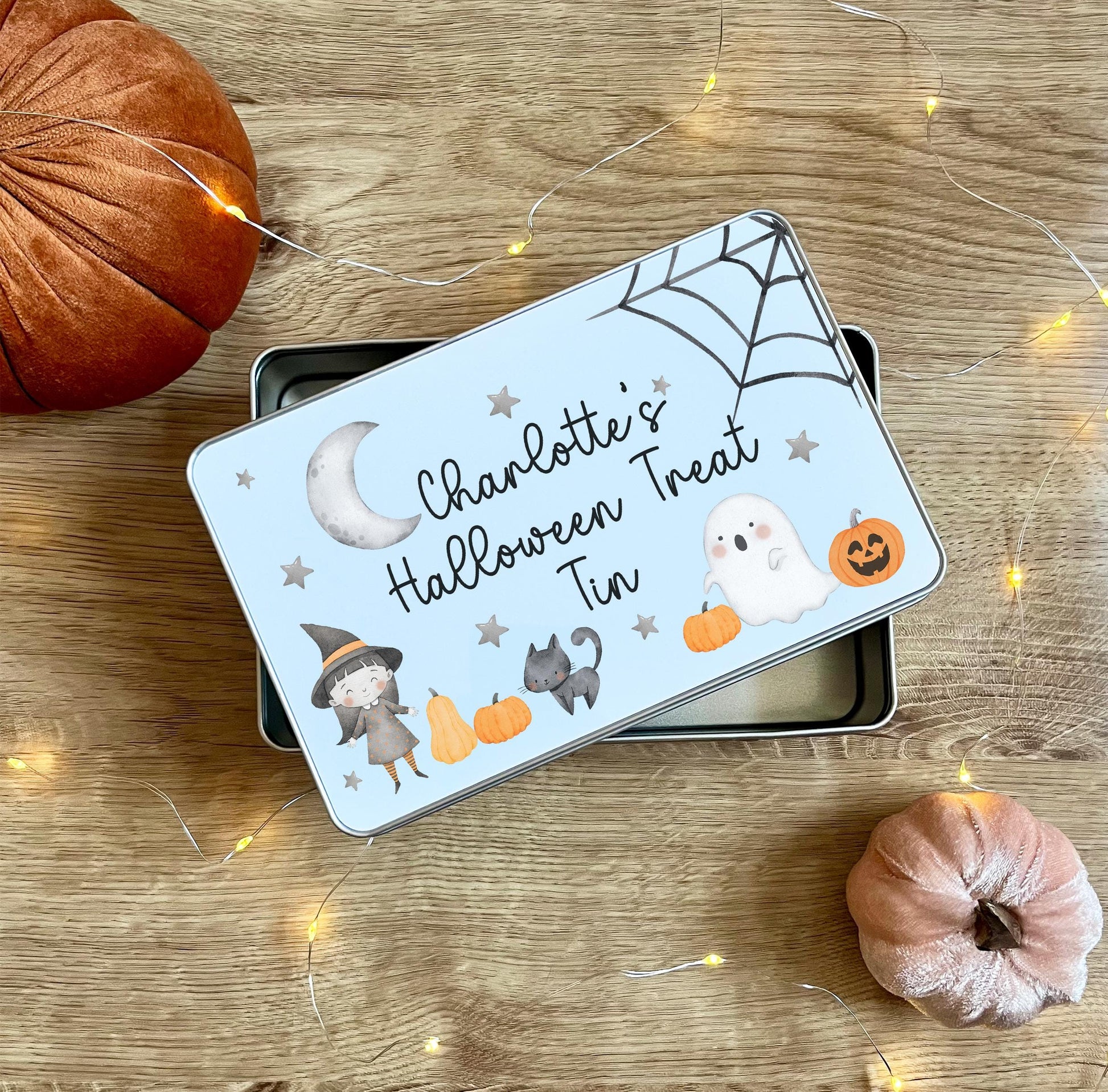 Personalised  Trick or Treat Sweetie Tin ,  Halloween Sweet Tin ,  Trick or Treat bag , Boo basket filler , Halloween treat tin, Boo basket