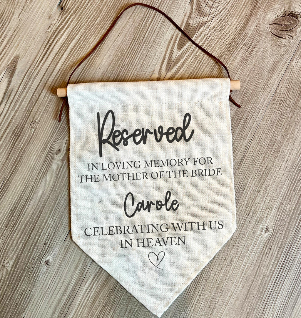 personalised wedding memorial wall hanging, wedding memorial sign, wedding gift, in loving memorial wedding seat sign