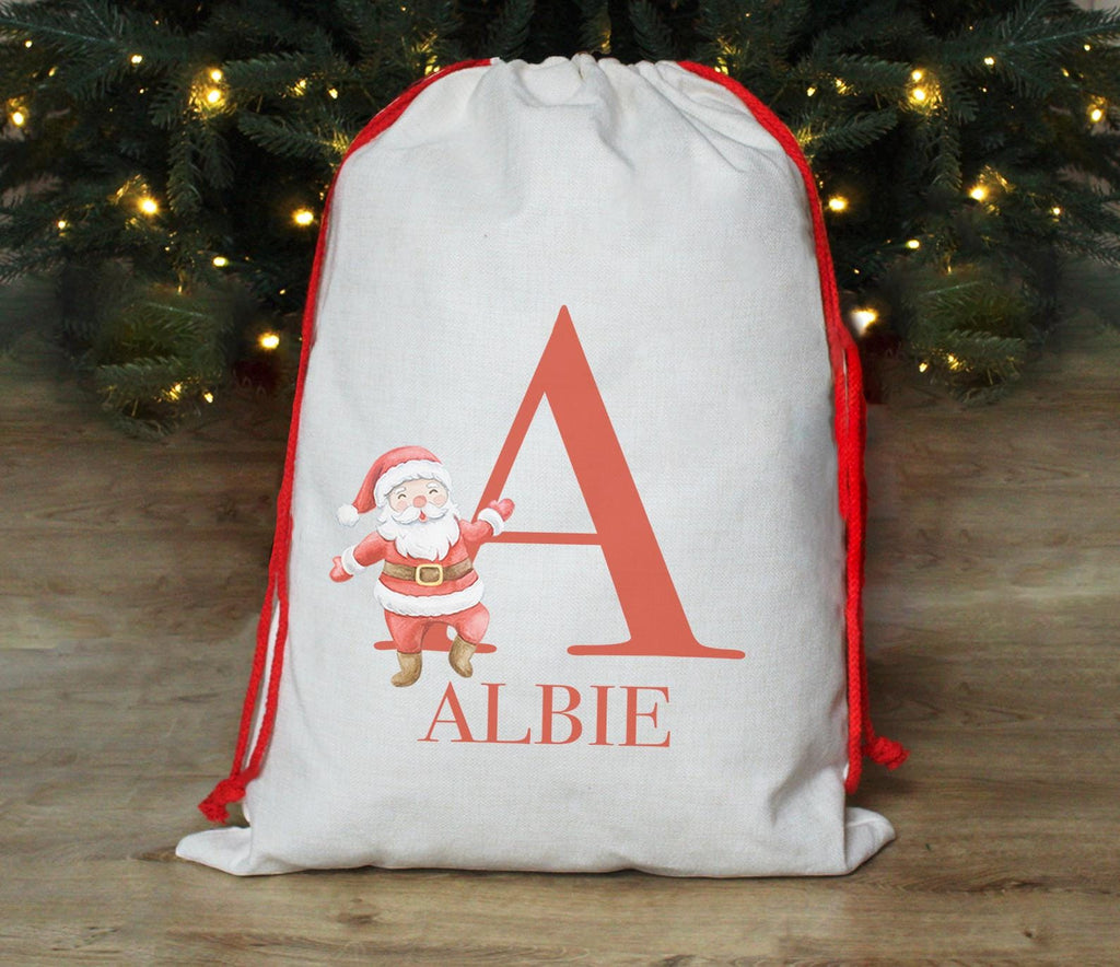Personalised christmas initial santa sleigh christmas eve present sack, stocking christmas eve box, personalised santa sack, xmas sack