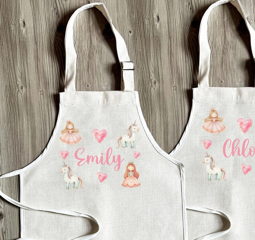 Personalised princess childrens baking apron, Personalised childrens princess cooking apron,  Childrens baking apron, Childrens gift