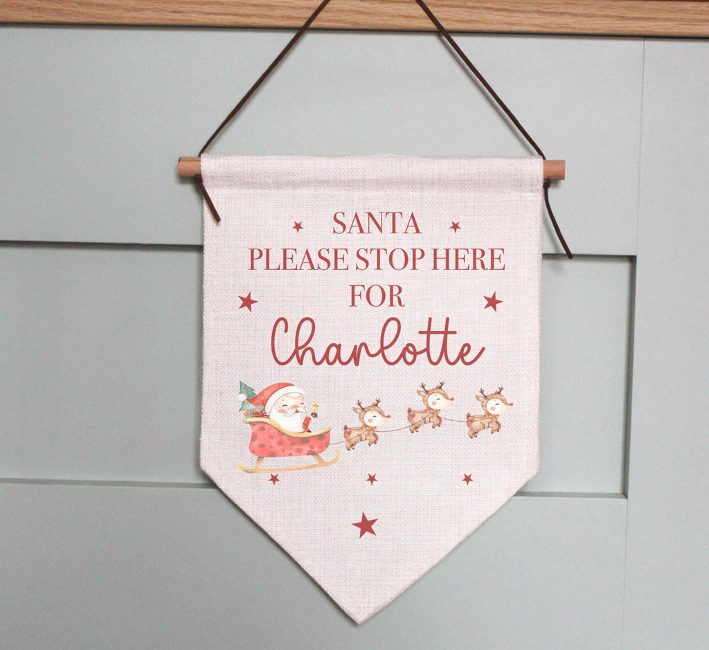 Personalised santa please stop here sign, christmas eve box,  personalised santa sack, first christmas gift, christmas sign