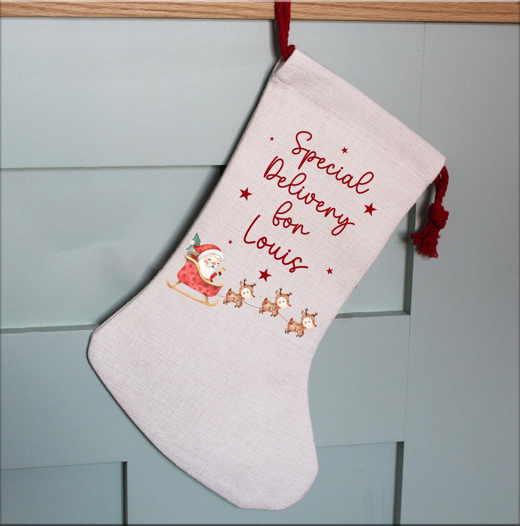 Personalised tradional christmas tree santa family sack stocking christmas eve box personalised santa sack first christmas gift