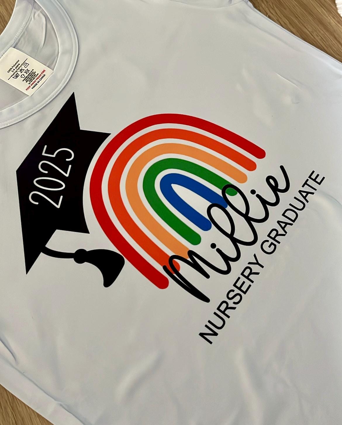 Personalised kids preschool graduation t-shirt, Personalised toddler nursery graduation t-shirt, Personalised graduate preschool top