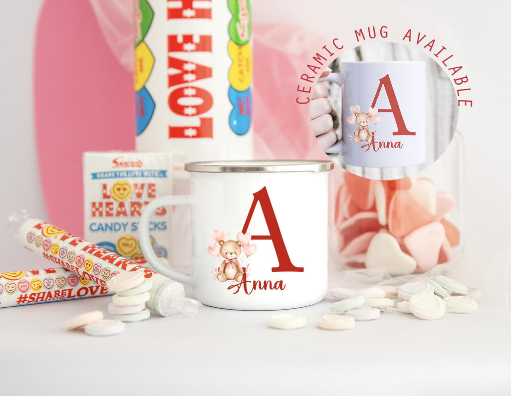 Personalised valentines day heart wreath enamel mug gift first valentines dayvalentines day gift him her valentines day galentines day