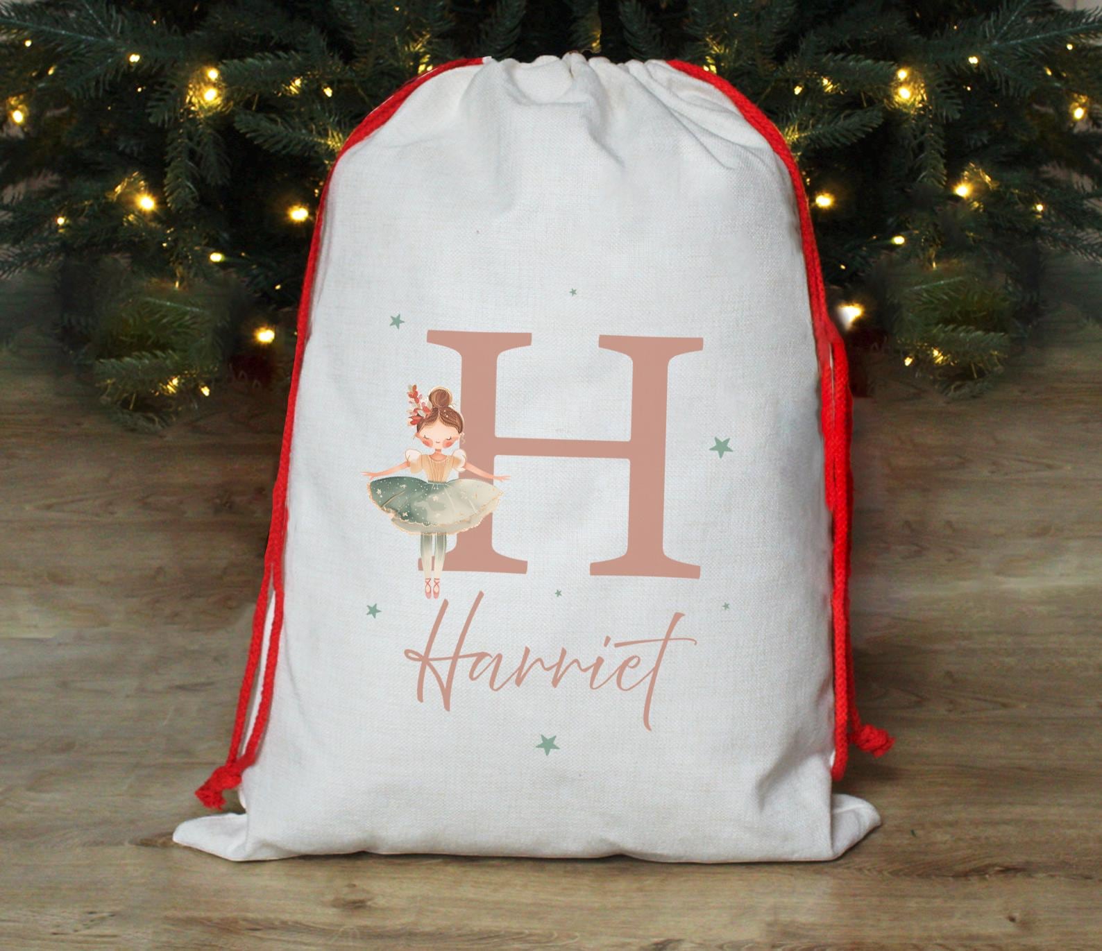 Personalised christmas initial santa sleigh family christmas eve present sack stocking christmas eve box personalised santa sack