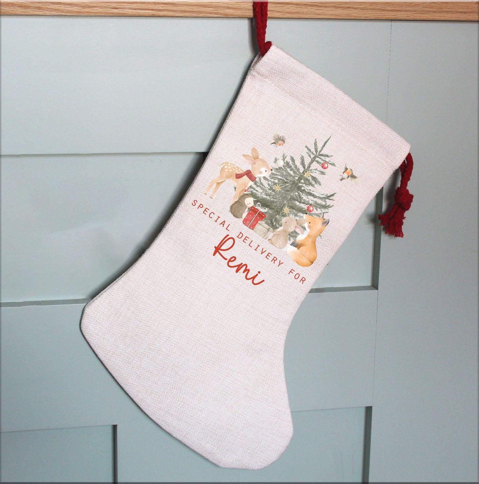 Personalised christmas modern childrens present stocking christmas eve box personalised santa sack first christmas gift