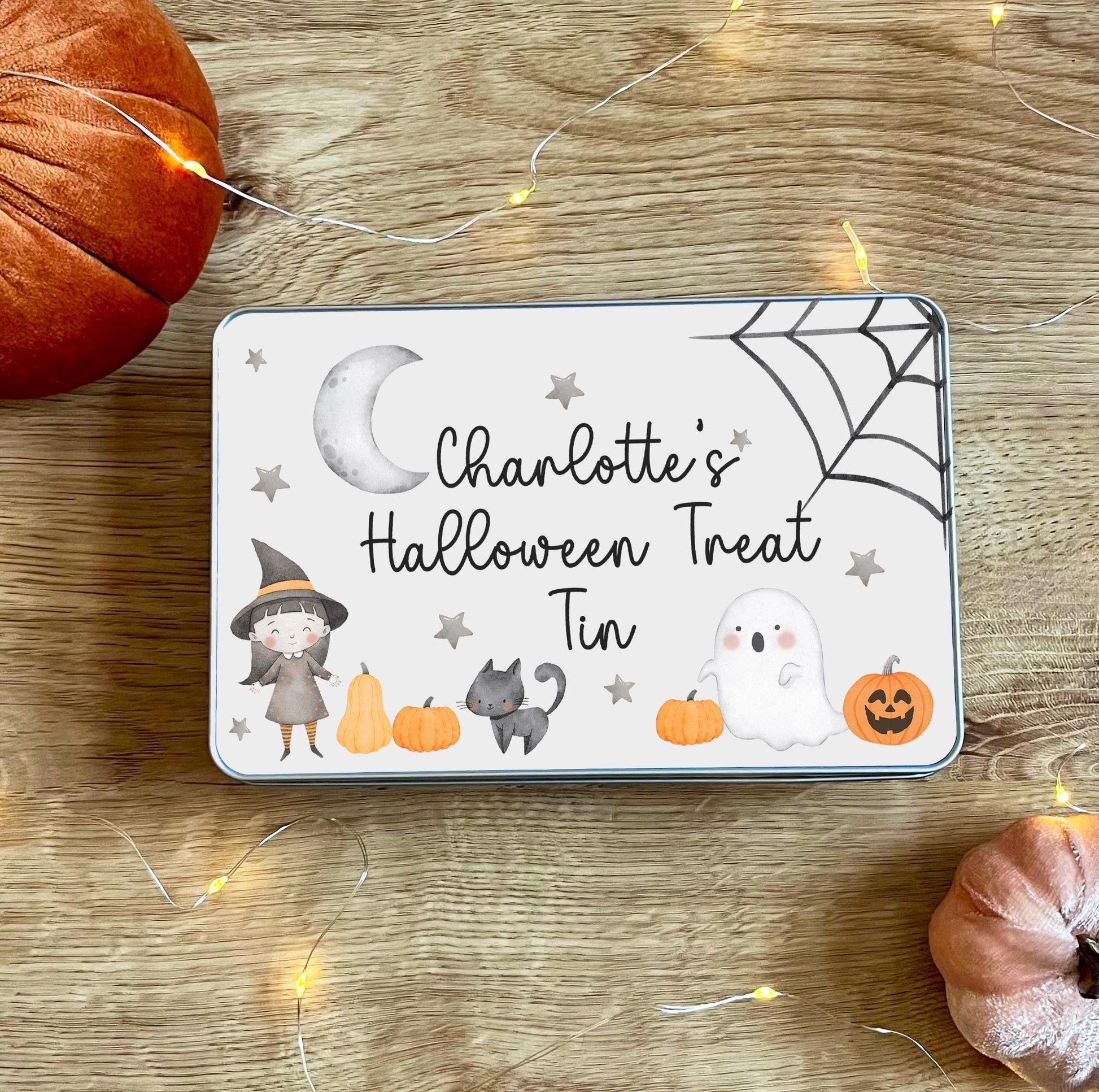 Personalised  Trick or Treat Sweetie Tin ,  Halloween Sweet Tin ,  Trick or Treat bag , Boo basket filler , Halloween treat tin, Boo basket