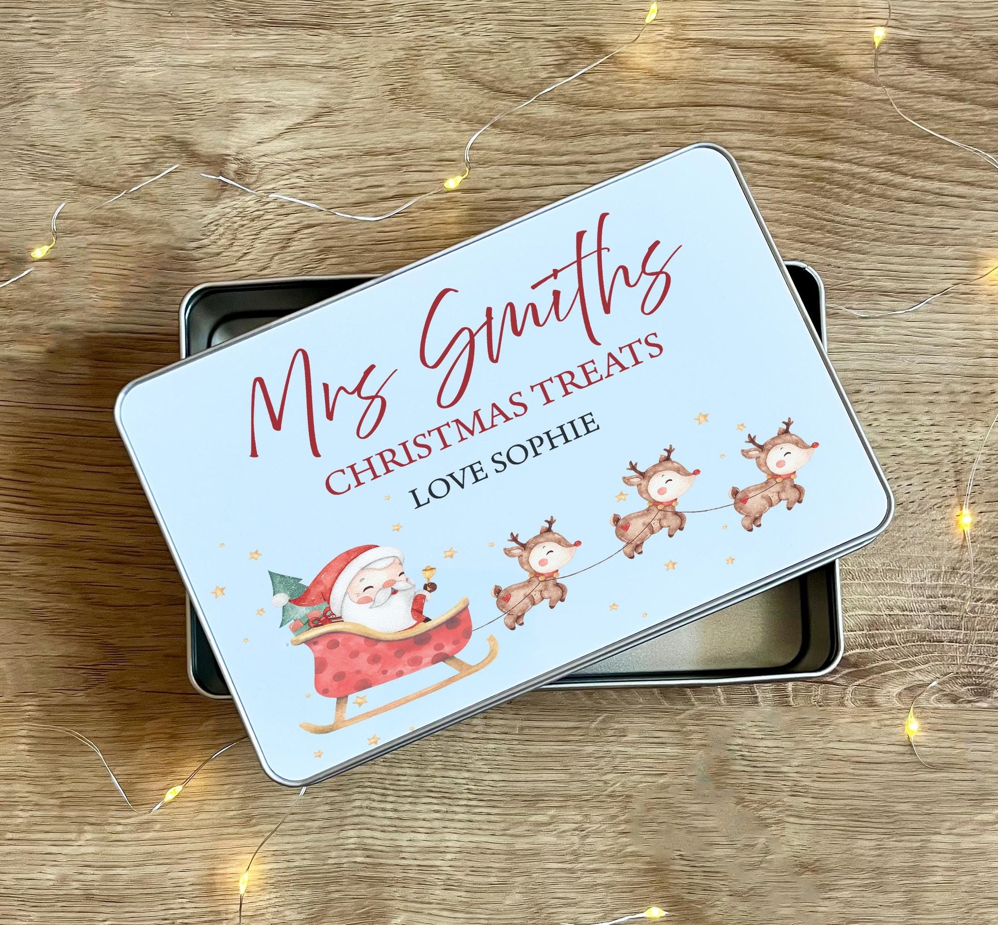 Personalised christmas teacher treat tin , Christmas teacher treat gift , Personalised teacher gift , Treats tin Personalised treat tin