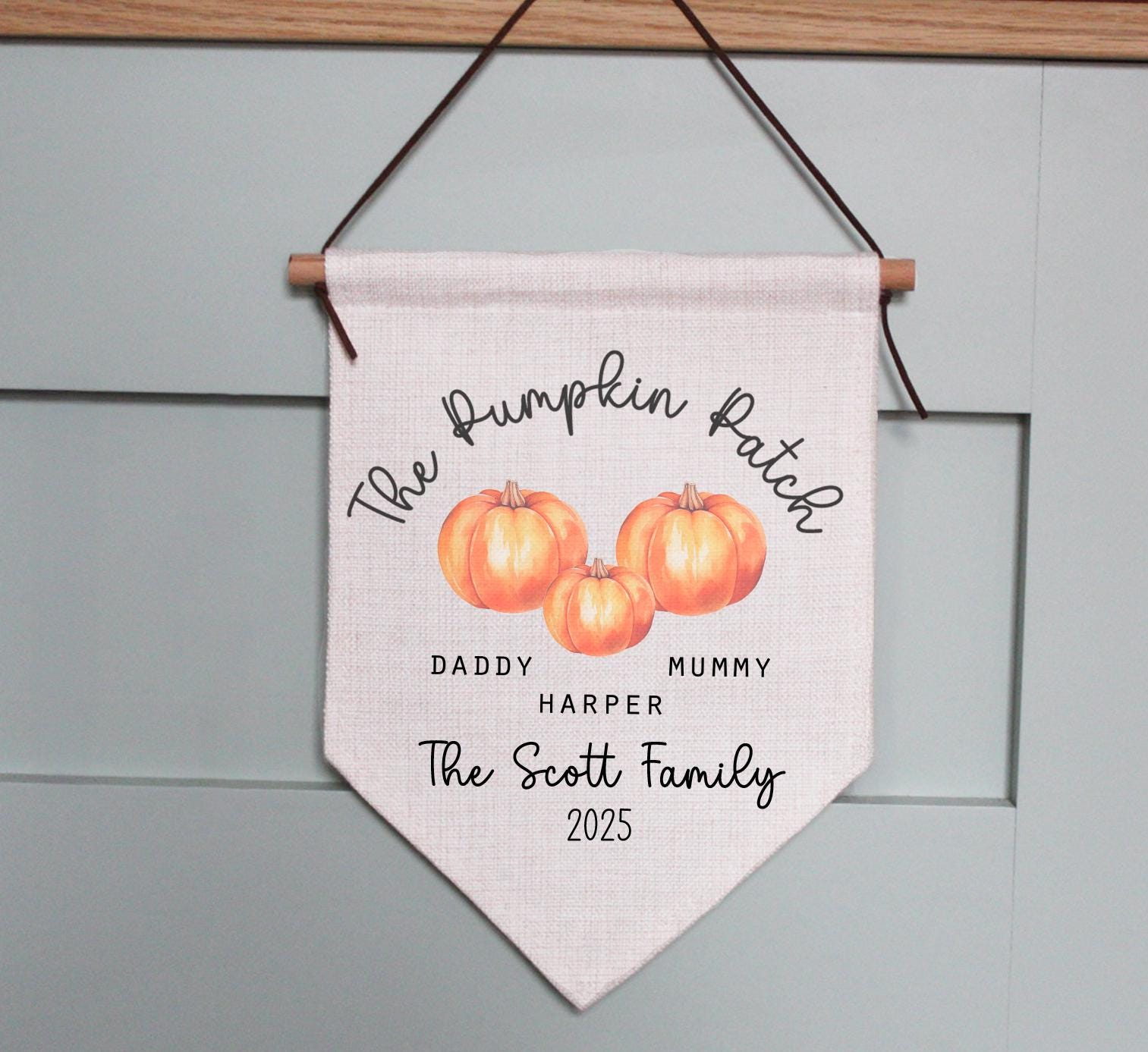 Pumpkin patch personalised family banner Halloween decor
