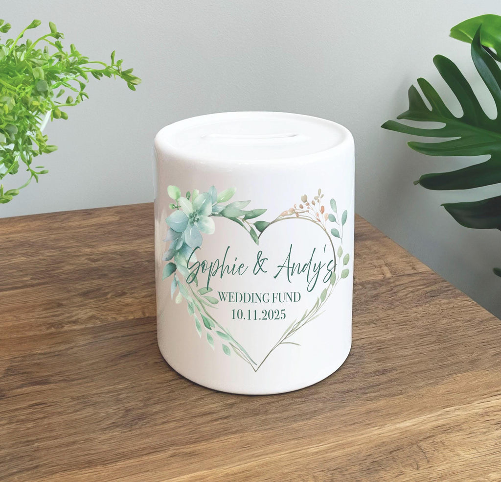 Personalised wedding fund piggy bank , Personalised engagement gift , Gift for couple , Newly engaged couple gift