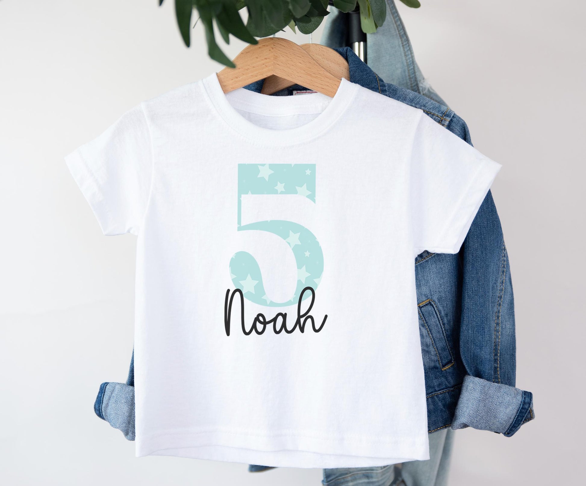 Personalised number star pink birthday top, Personalised number star blue birthday top, Personalised first birthday top