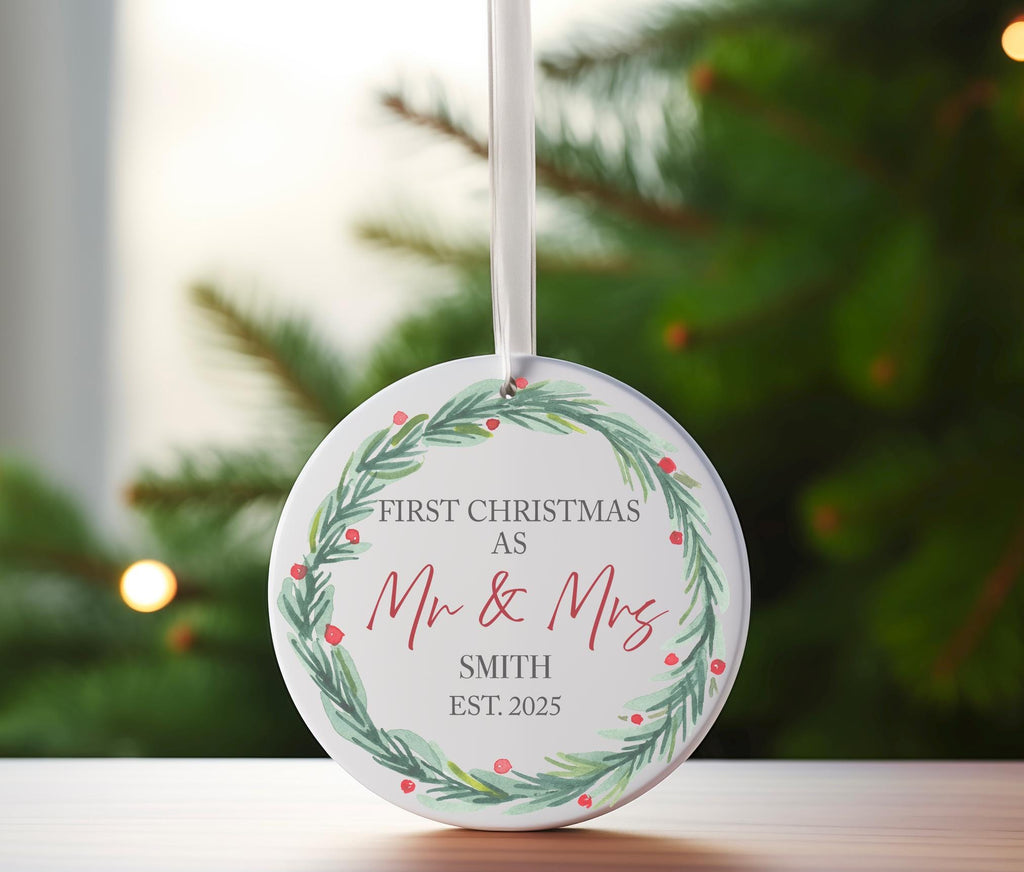 Personalised first christmas as mr and mrs tree bauble, Newly married christmas tree bauble, Xmas mr and mrs bauble, Mr and Mrs bauble