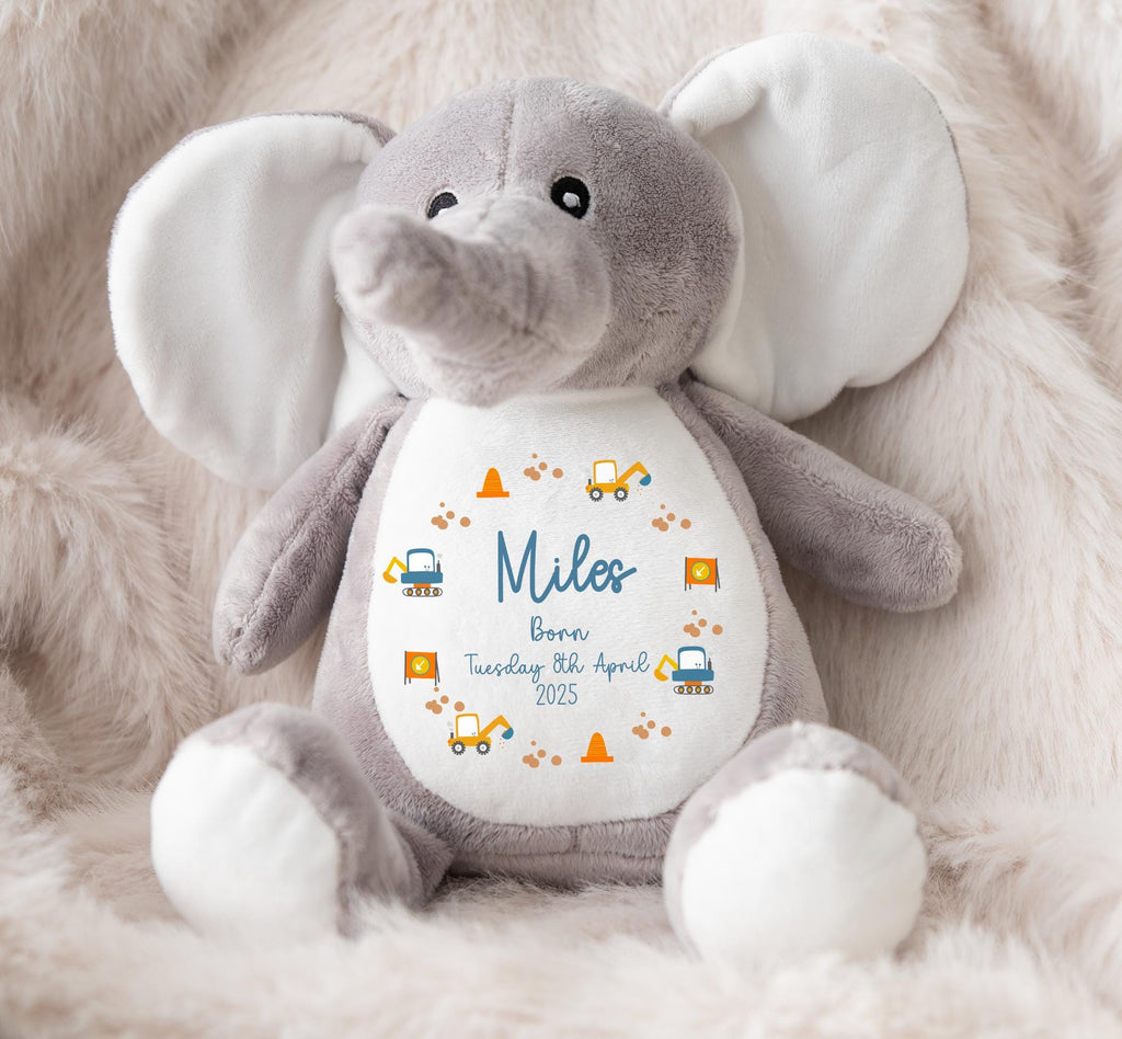 Personalised new born baby birth stat digger teddy, Personalised newborn baby gift teddy, Personalised newborn baby keepsake gift teddy