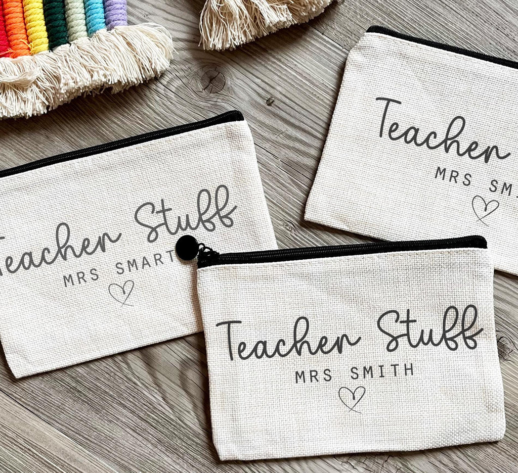 Personalised teacher stuff heart pencil case, Teacher pencil case, personalised teacher stationary